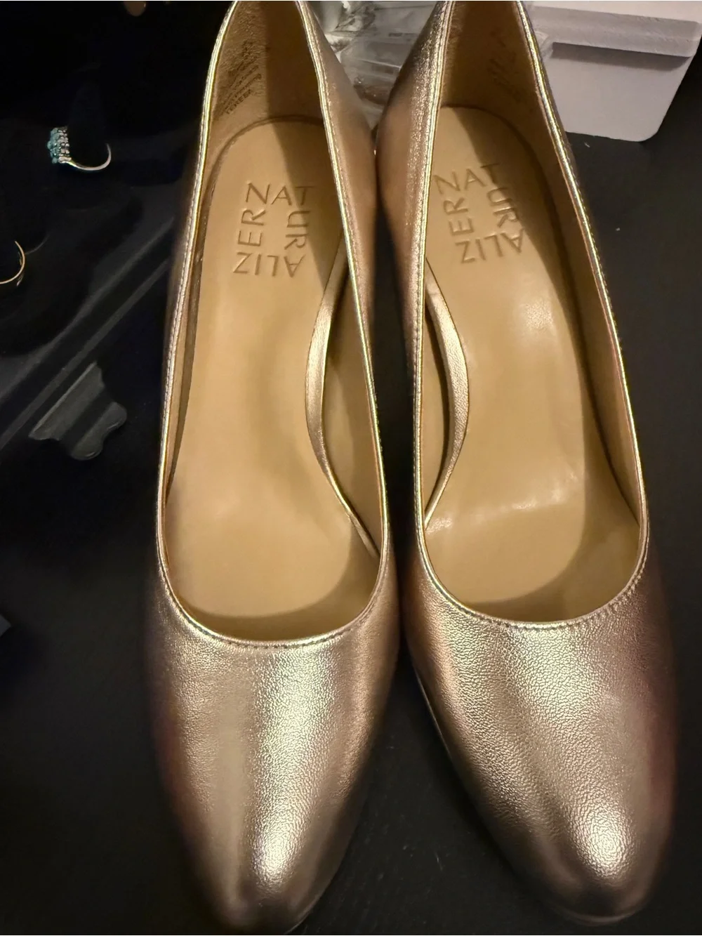 Naturalizer Metallic Gold Pointed-Toe Pumps
